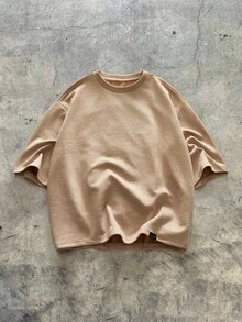 男士针织时尚休闲宽松数字刺绣短袖T恤，夏季，学校，秋季