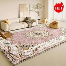 1pc Elegant Polyester Area Rug, Large Size Non-Slip Faux Wool Rug With Luxurious Pink, White And Gold Design, Suitable For Living Room, Bedroom, Garden, Patio, Entryway And Home Decor Bathroom Kitchen Decor Kitchen Rug - Multicolor - View 3