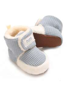 Nuevas zapatillas de invierno y otoño con terciopelo añadido y grosor grueso, zapatos para caminar de bebé