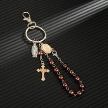 1 Stück klassischer Schlüsselanhänger mit Glas- und Harz-Perlen-Mariendarstellung, geeignet als Dekoration für Taschen oder als Geschenk für Familie und Freunde, Rucksack für Schultasche, Zubehör, Schlüsselbänder mit ID-Halter, Autoschmuck, Taschenanhänger