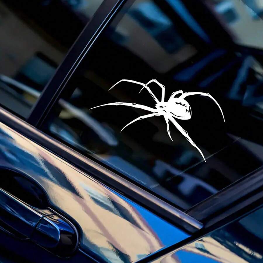 1pc- Vinyl Spider Car Sticker, Waterproof Warning Sticker, Suitable For Vehicle Doors And Windows, Durable Adhesive Car Decoration, Halloween Sticker - one-size - View 1