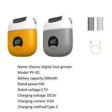 Elektrischer Fußschleifer Fußexfoliator IPX6 wasserdicht Fußfeile mit digitaler Anzeige Entferner für trockene, abgestorbene, rissige und harte Haut 500mAh