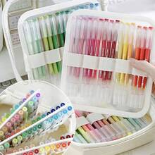 حقيبة أقلام شفافة سعة كبيرة، محفظة قرطاسية بطراز ياباني بسيط لفرش الرسم