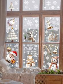 1/2/3sets Christmas Wall Stickers, Christmas Elements Santa Claus Snowman Glass Stickers Window Stickers, Home Holiday Decoration, Static Adsorption, Removable, No Electricity Required.Perfect And Christmas Gift For Couples, Parents And Friends. Christmas Decorations Christmas Decoration Christmas Decorations Home Home Decor Room Decor
