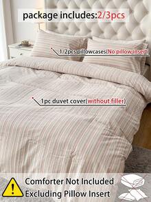 2/3件套亚麻被套组（1个被套，1/2个枕套），不含被芯，适合男女宿舍、学校宿舍、宿舍装饰，简约风格，也适合卧室和客房。 - 彩色 - 查看 4