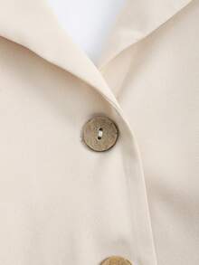 2 件套带扣 V 领吊带背心和阔腿休闲裤套装 - 杏色 - 查看 4