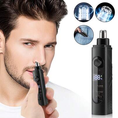 Hailicare Recortador eléctrico de pelo de nariz portátil, recortador de pelo de orejas y nariz recargable, mini recortador de pelo facial indoloro para hombres y mujeres, para corte de cabello en seco y húmedo