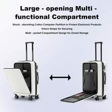 Milky Way 20-Inch Carry-On Suitcase - Hard-Shell Suitcase (With Wheels And Cup Holders) - Multi-Functional Suitcase - Travel Suitcase - Women's Travel Suitcase - Men's Travel Suitcase - Business Travel Suitcase - Weekend Travel Suitcase - 高級白 - 查看 6