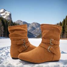 Women's Ankle Booties Fashion Slouch Mid-Calf Flat Boots Lindell - 譚 - 查看 4