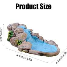 piscina de agua en miniatura, accesorios de jardín de hadas, adorno de escena vintage de micropaisaje, puente pequeño y agua que fluye, decoración de estatua de casa de muñecas, falso jardín de - 3 - Ver 10