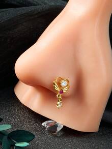 20G Dangle Nose Ring L Shaped Dangling Nose Stud For Women Stainless Steel Nose Ring Studs CZ Flower Dangle Nose Rings Hoops Nose Piercing Jewelry