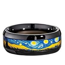 Svart Van Gogh Stjärnnatt Rostfritt Stålring - Multifärgad - Visa 5