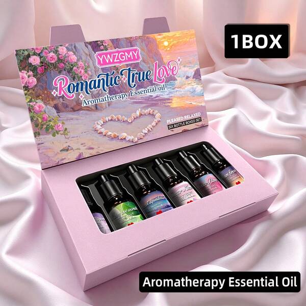 6pcs Romantic Fragrance Essential Oil Set, Gift For Festivals, Diffuser, Candle, Aroma Burner, Car Diffuser, Home Aroma Diffuser, Refill Oil