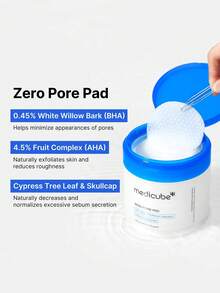 Medicube ZERO PORE PAD 2.0，155克/5.46盎司，去角质棉片，针对毛孔和黑头，蕴含AHA/BHA去角质成分，令肌肤光滑，深层清洁并控油，韩国化妆品