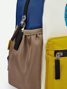 Balabala Zaino per bambini con design a blocchi di colore e cartoni animati, comodo