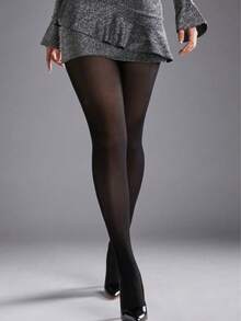 1 Pair Black Sheer Tights, Slimming, Seamless, Minimalist Design, Suitable For Spring, Summer, Autumn