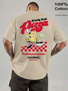 SpongeBob Schwammkopf, Herren-T-Shirt aus gerippter Baumwolle, neue Sportbekleidung für Herren im College-Stil für Frühling und Sommer, modische, weiche, atmungsaktive Kurzarmoberteile für Damen