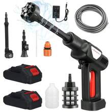 Lavadora de alta presión para puertas, máximo 60 bares 150W, boquilla de seis centésimas, 2 baterías de 24V 7500500mAh, para limpiar suelos en soportes de automóviles
