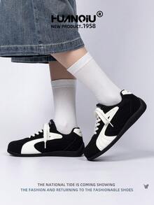 HUANQIU 2025 New Women's Shoes, Women's Shoes, Skateboarding Shoes, A Pair Of Fashionable, Casual, Breathable Office Outdoor Sports Shoes, Multifunctional, Lightweight And Comfortable, German Shoes, Racing Shoes, Casual Shoes, Running Shoes, Black Four Season Shoes