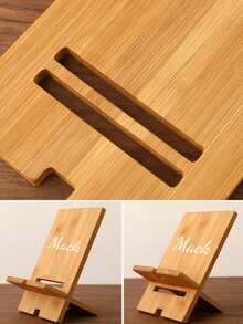 1pc Customizable Wooden Phone Stand, 1pc Adjustable Multi-Angle Desktop Holder, Compatible With Smartphones For Home And Office Use, Slouchy Wooden Phone Stand, Detachable Phone Stand For Live Streaming And Binge Watching, Minimalist Creative Solid Wood Stand - Multicolor - View 5
