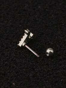 1pc 26 Letter Zirconia Stud Earrings, Stainless Steel Material, Minimalist & Fashionable, Suitable For Men & Women, Daily Wear & Party