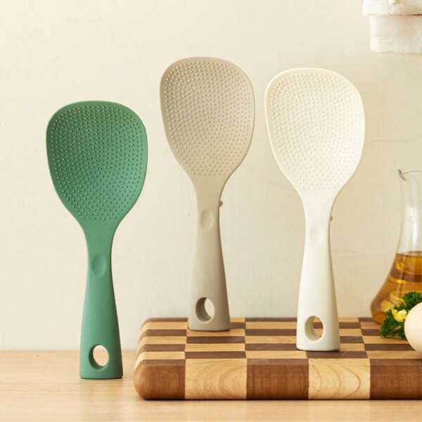 1/2/3pcs Heat-Resistant Silicone Rice Spoon, Non-Stick Silicone Spoon For Rice Cooker, Kitchen Tool