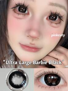 Lalens 1 Pair Colored Contact Lenses - Black 14.5mm Annual Disposable, Enlarging Effect, Gradual Transition Small Pupil Design, Natural Eye Makeup, Comes With Case, Suitable For Summer/Autumn/Winter/Holidays/Travel/Campus/Party/Y2K Fashion - Big Eye Girl Black - View 5