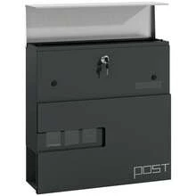 HOMCOM Wall Mounted Post Box With Viewing Window, 2 Lock, Modern Galvanised Steel Mailbox With Copper Core, Weatherproof Letterbox For Outdoor Use, Easy To Install, Charcoal Grey - 灰色 - 查看 2