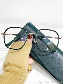 1Pc Fashion Vintage Metal Oversize Square Frame Eyeglasses For Women -Flash Rhinestone,Sparkling Glitter, Chic Lightweight Eyeglasses, High Quality ,Suitable For Daily Use,Phone Computer Reading Goggles