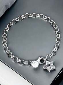 1 件时尚优雅手链，带五角星水晶吊坠，精致女士珠宝