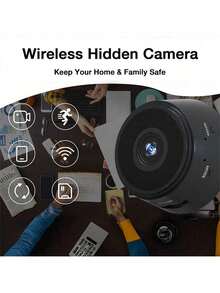 家用安防摄像头，支持WiFi的宠物/保姆监视器，带夜视和移动侦测功能 - 两种款式随机发货，圣诞礼物/送给家人的礼物 - 黑色 - 查看 4