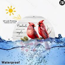 Charming Cardinal Birds Wreath Sign - 8"X8" Round Aluminum, Perfect For Halloween & Christmas Decor, Ideal For Kitchen, Garden, Or Office Wall Art,Room Decor,Halloween Decor,Home Decor,Bathroom Decor,Bedroom Decor,Kitchen Decor,Wall Decor,House Decor, Room Decoration Stuff,Living Room Decor - 彩色 - 查看 6