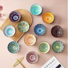 12 pièces Set de bols en céramique bohème, bols à céréales, bols à soupe, bols à salade, vaisselle de cuisine, set de bols colorés - pour céréales, soupe, avoine, crème glacée, salade, pâtes, collations, fruits etc., cadeau de pendaison de crémaillère, cadeau de fête, lave-vaisselle et micro-ondes