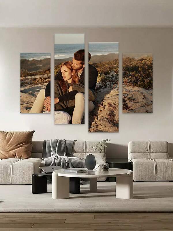 Set de 4 carteles de lienzo personalizados sin marco, idea de regalo personalizada para decoración del hogar, arte de lienzo personalizado para decoración de pared, comparte tus recuerdos favoritos y momentos talla grande preciados, regalo perfecto para amigos y familiares, decoración del Día de San Valentín