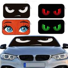 1pc Cartoon Pattern Car Sun Visor, Easy To Install, Interesting Car Accessory Design, Made Of Polyester Fiber Material, Car Interior UV Protection Sunshade, Easy To Install, Suitable For Various Car Models Decoration, With Heat Insulation And Privacy Protection Function, Keeps Your Car Cool, Foldable For Easy Storage