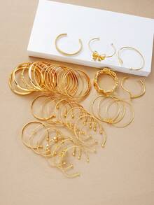 12pcs/7pcs/2pcs Set Vintage Asymmetrical Floral & Bow Decor Bracelet Suit, Elegant Casual Accessory For Women, Suitable For Date, Vacation, Daily Wear, Party, Anniversary Gift