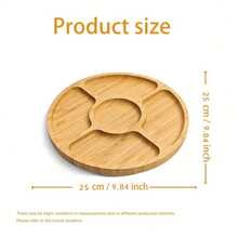 صينية خشبية للخدمة، طبق دائري من البامبو والخشب، به 5 أقسام لتقديم الحلوى والمكسرات والفواكه - طبق مقبلات دائري