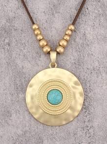 1 件波西米亚风格水滴吊坠项链，适合女士，时尚复古多色树脂绿松石项链，树脂配饰，适合海滩、日常佩戴，适合送给女朋友、姐妹、长辈的礼物