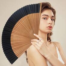 1pc Women's Chinese Style Bamboo Folding Fan - Elegant Short Handle Hanfu Dance Fan For Qipao Show, Traditional Performances, Vintage Home Decor