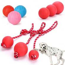 5/6/7cm Solid Rubber Ball Pet Interactive Training Toy Dog Chew Playing Bite Ball With Carrier Rope - Multicolor - View 3
