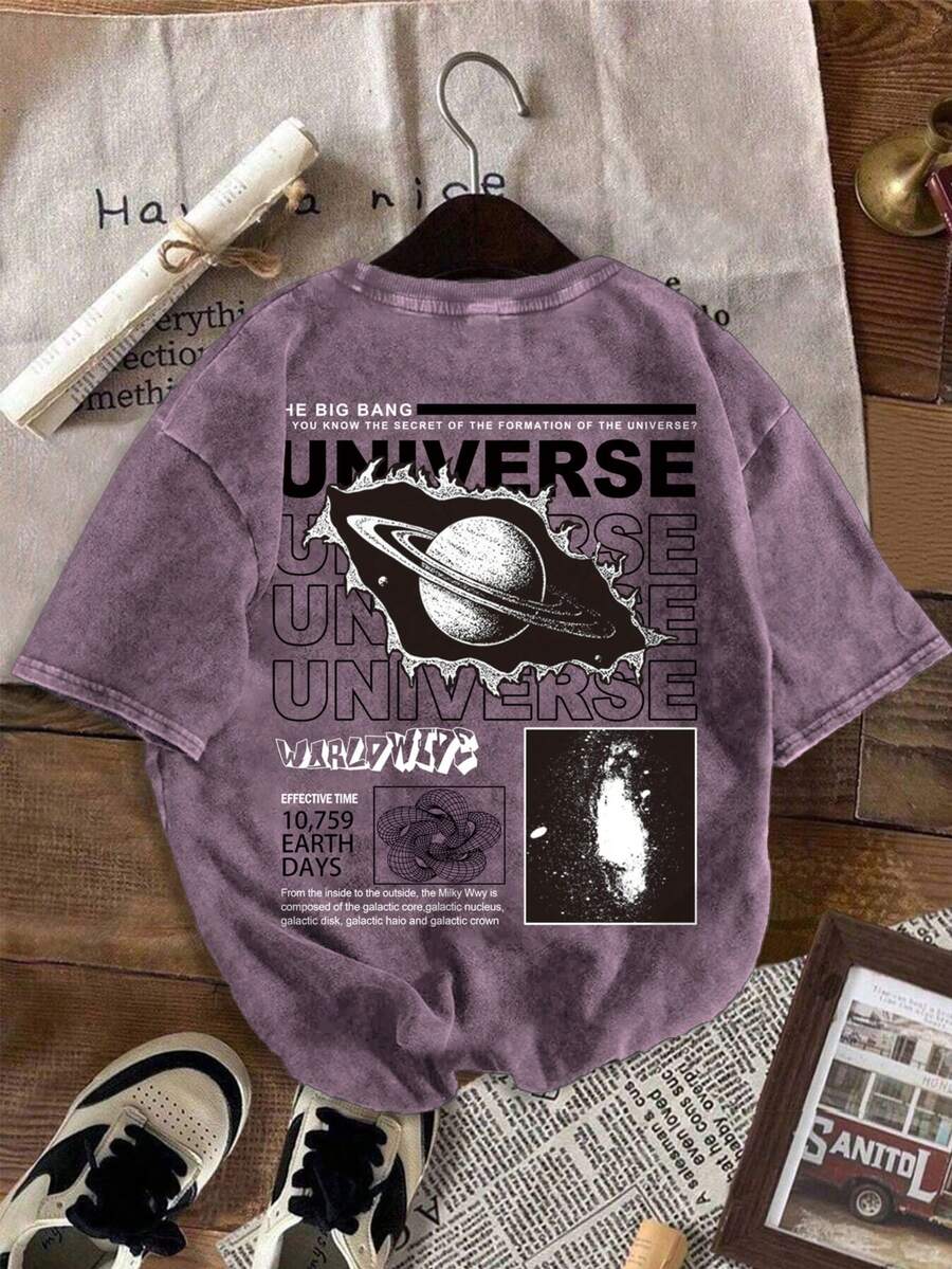 YUNCHIC - Men's Washed Short Sleeve Shirt & Casual Pants, Suitable For Workplace, Commute, Daily Wear, Workout, Easy Care, Durable, Multi-Size, Essential Summer Staple - Purple - View 1