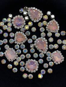 100pcs/Pack Rhinestone Rhinestones, DIY Sewing Decorations For Clothing, Shoes, Hats, Bags - Pink - View 8