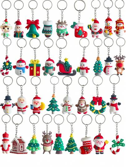 1 pezzo/10/20/50 pezzi Portachiavi natalizi, Catena regalo di Natale, Ornamenti regalo per feste, per forniture di feste di compleanno, premi, appendere alle borse, regali per famiglia e amici.