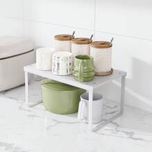 2 piezas Estante organizador de gabinete, Estante organizador de gabinete de cocina, Estante de gabinete blanco, Estante de almacenamiento de metal para cocina, Estante para especias, Apilable, Expandible, Estante para especias ahorra espacio, Organizador de cocina, Unidad de estantería multiusos, Organizador moderno y elegante para gabinete de cocina, Estante de almacenamiento para el hogar, Decoración del hogar, Organizador para fiestas y Navidad - Multicolor - Ver 4