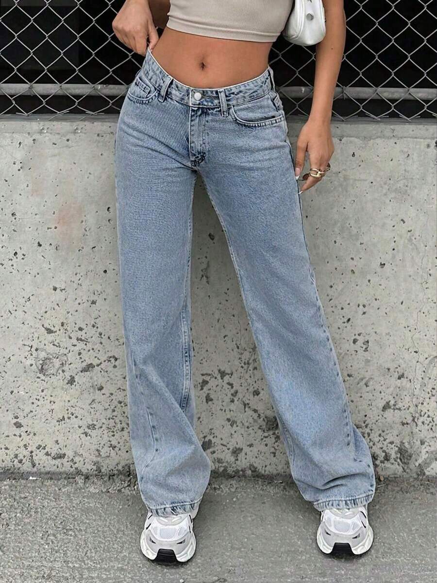 Teen Girl Casual Versatile Solid Color Jeans - Light Wash - View 1
