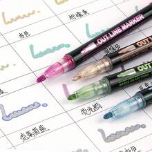 8/12/24/36/48 Colors Dual-Line Contour Pen, Glitter Metallic Pen, Colorful Fluorescent Marker Pen,Acrylic Markers, Marker Pen Set,Perfect For Painting, Illustrations, Handcrafted Art,School Back-To-School Season For Coloring Books And Other DIY Projects,Suitable For Paper, Fabric, Wood, Rocks, Plastic, Glass, Ceramics, Pumpkins, Etc., Acrylic Paint Marker Pens For Students And Adults, Easter,Thanksgiving, Halloween, Christmas Gifts