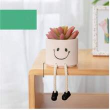 1 طقم أصيص سيراميك مع دمية معلقة، تصميم، ديكور يدوي، أصيص دائري زخرفي مناسب للنباتات الصغيرة والنباتات الصغيرة