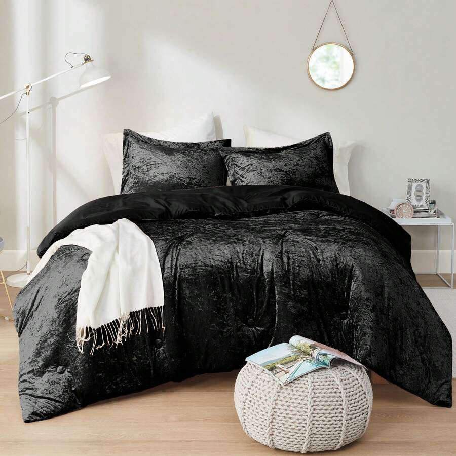 Fluffy Cozy 2/3 Pieces Juliette Bedding Comforter Set,Breathable Plush Silky Vibe All-Season Home Textile For Twin/Twin XL-Full/Queen-King/Cal King Size, UGG & Labubu Touch,Luxury Lightweight Design For Christmas Halloween Thanks Giving Gifts - Than - Xem 1