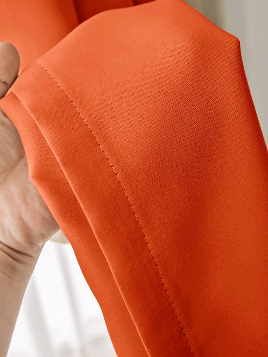 1 pieza Panel de cortina de unicolor de poliéster, cortina opaca para sala de estar, dormitorio, oscurece la habitación, naranja