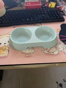 Cat Plastic Dual Bowl, Cat Food Bowl, Separate Food & Water Design, Silicone Bottom Anti-Spill, Suitable For Kittens & Adult Cats, Easy To Clean & Durable - Multicolor - View 11